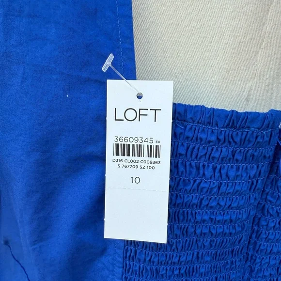 Loft Poplin Tie Back Puff Sleeve Midi Dress Size 10 - Picture 11 of 14